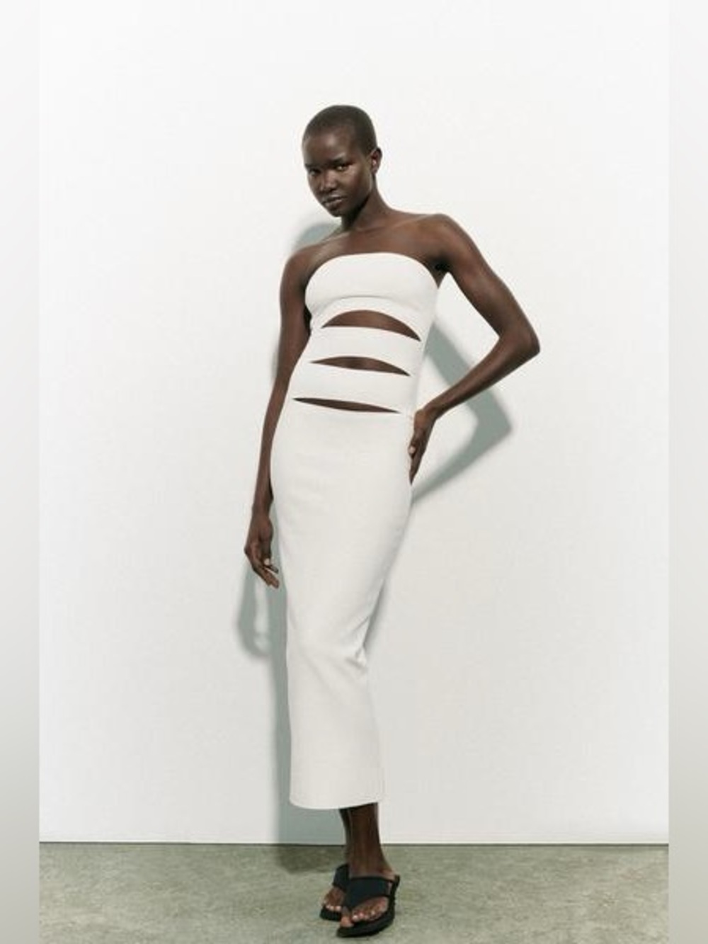 Zara Strapless Cutout Maxi Dress in White - Small - Never Worn